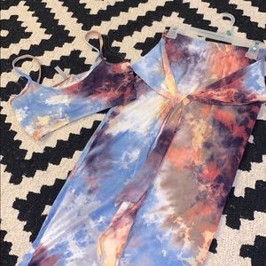 size S colorful crop top & tube skirt set